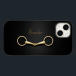 Coque Case-Mate iPhone Silhouette Or Un Peu Élégant Equestre Personnalisé<br><div class="desc">Cet élégant étui téléphonique a une bague lâche en or petit morceau sous votre nom.</div>