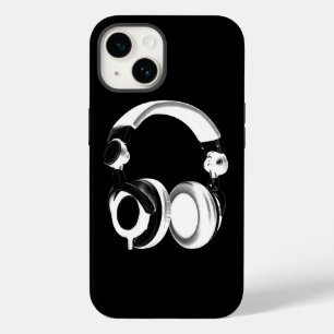 Coque Pour iPhone 14 Silhouette pour casque noir et blanc