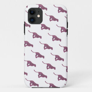 Coque iPhone 11 Silhouette rose et léopard noir