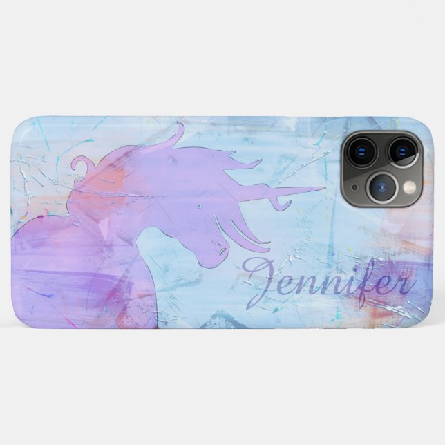 Coques Case-Mate iPhone Silhouette Unicorne (bleu peint) (Dos (Horizontal))