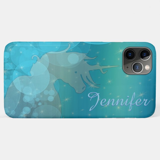 Coques Case-Mate iPhone Silhouette Unicorne (étoiles bleues) (Dos (Horizontal))
