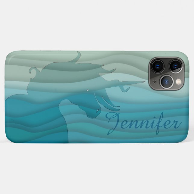 Coques Case-Mate iPhone Silhouette Unicorne (ondulée) (Dos (Horizontal))