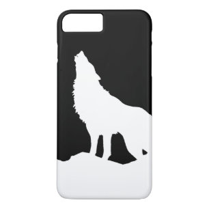 Coque iPhone 7 Plus Silhouette Wolf Howf noir et blanc