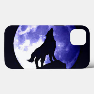 Etui iPhone Case-Mate Silhouette Wolf hurlante et nuit bleue Fullmoon