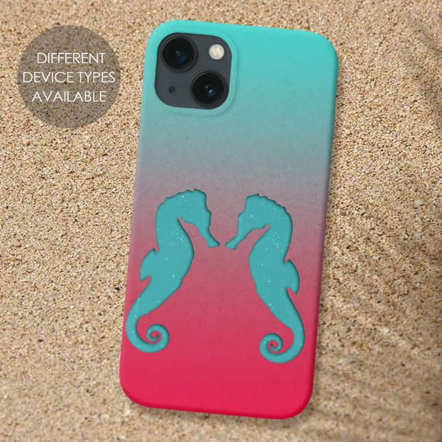 Coques Case-Mate iPhone Silhouettes de hippocampe turquoise Simple Naissan (Créateur téléchargé)