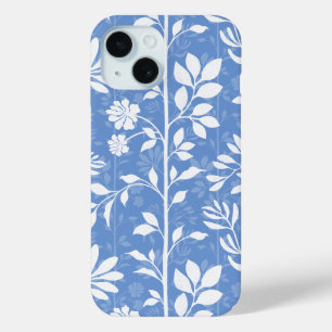 Coque Case-Mate iPhone Silhouettes Florales Bleu Denim Doux