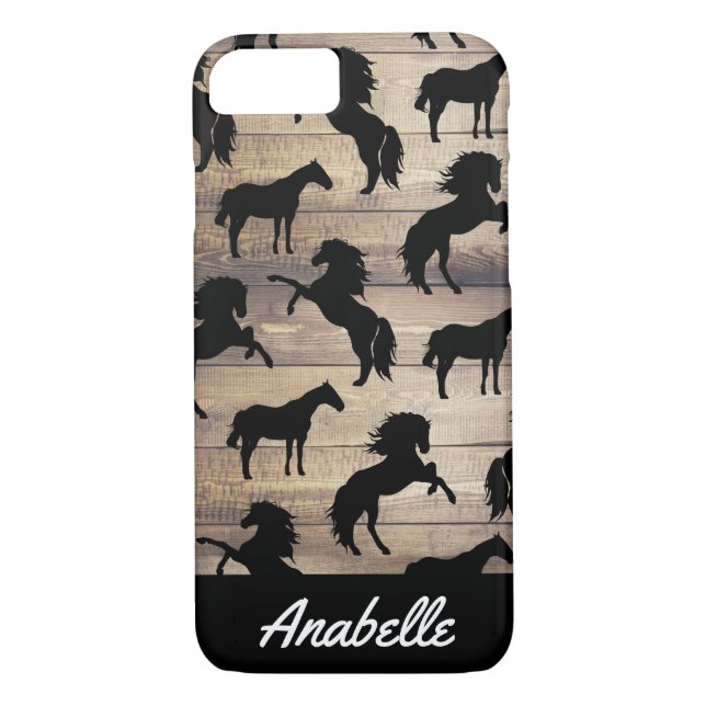 Coques Case-Mate iPhone Silhouettes rustiques de Cheval Noir | Personnalis (Dos)