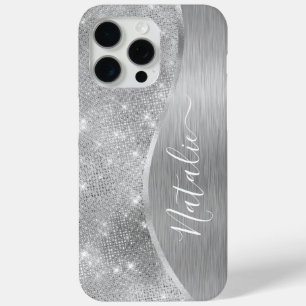 Coque Case-Mate iPhone Silver Glitter Glam Bling Personalized