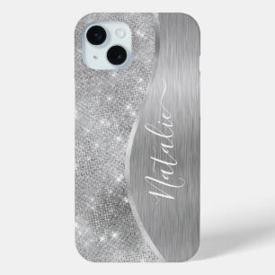 Coque Case-Mate iPhone Silver Glitter Glam Bling Personalized