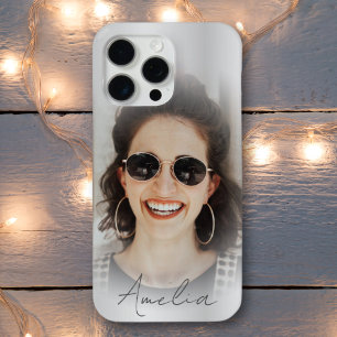 Coque Case-Mate iPhone Silver Metallic moderne Une photo Votre nom