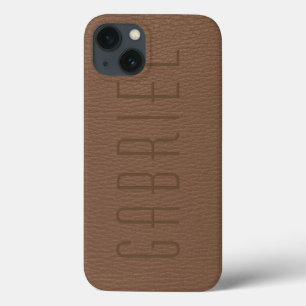 iPhone 13 Coque Simple apparence en cuir rouge Faux