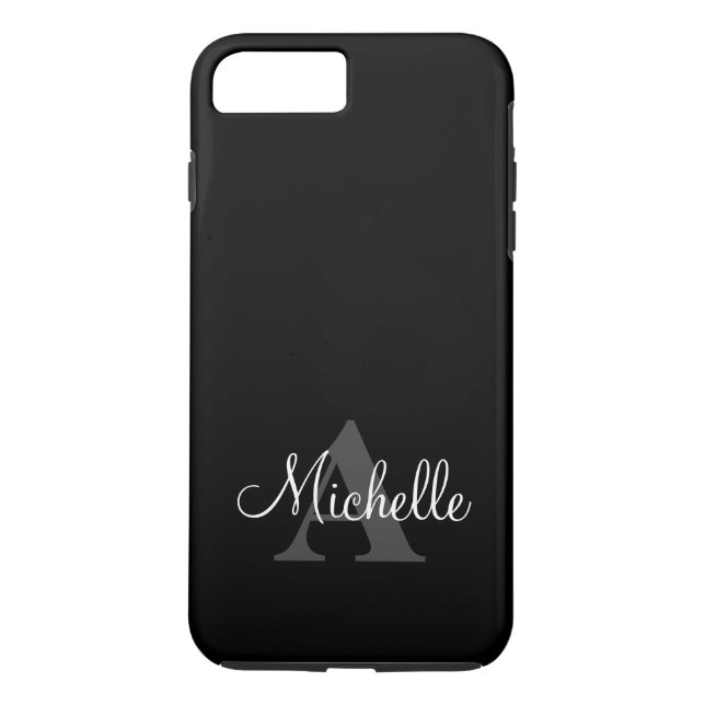 Coques Case-Mate iPhone Simple Black Grey Votre Monogramme Personnalisé (Dos)