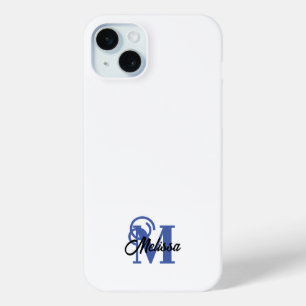 Coque Case-Mate iPhone Simple bleu et blanc monogrammé