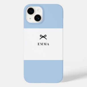 Coque Case-Mate iPhone Simple Chic Classic Bow Blue Monogramme Nom