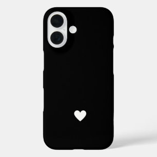 Coque Pour iPhone 16 Simple Coeur Noir & Blanc Moderne Amour Chic