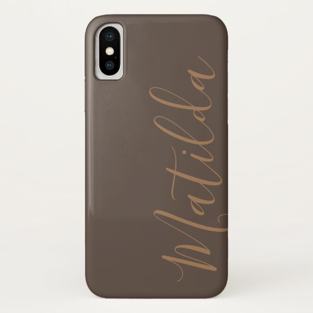 Coques Case-Mate iPhone Simple couleur solide Black Gold Nom personnalisé (Dos)