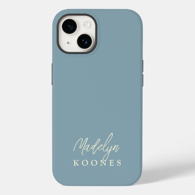 Coques Case-Mate iPhone Simple Design Moderne Nom De Script Dusty Blue (Verso)