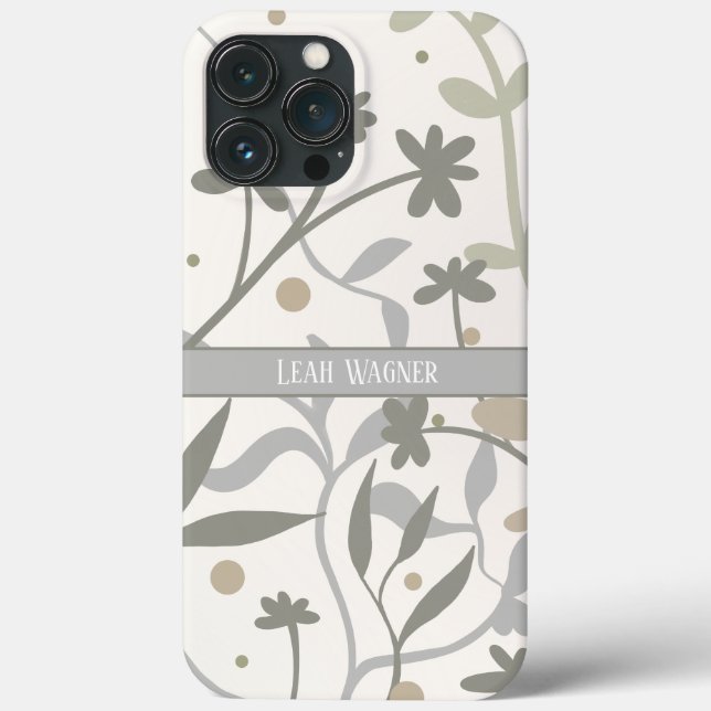 Coques Case-Mate iPhone Simple Elégant Blanc Moderne Personnalisé Floral (Verso)