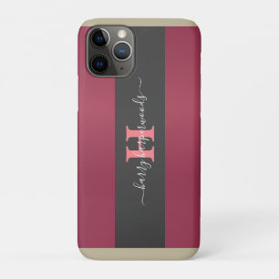 Case-Mate iPhone Case Simple élégant Maroon rouge Métal monogrammé Nom