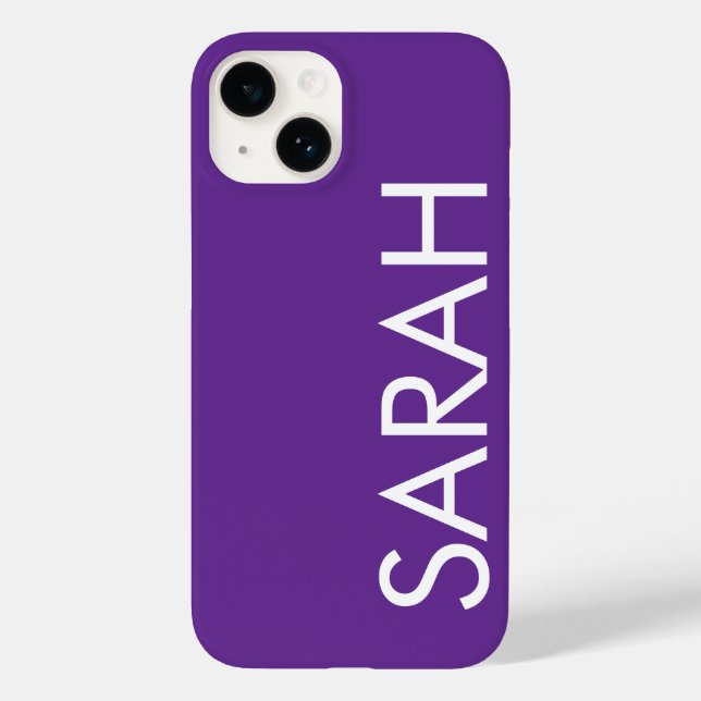 Coques Case-Mate iPhone Simple Élégant Moderne Classique Nom Violet Foncé  (Verso)