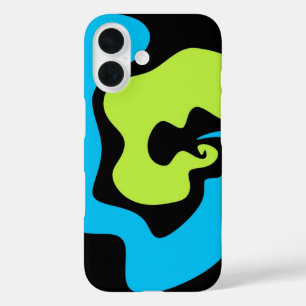 Coque Pour iPhone 16 Simple et élégant Bleu vert noir formes Abstraites