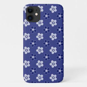 Case-Mate iPhone Case simple floral solide bleu motif rétro petit flowe