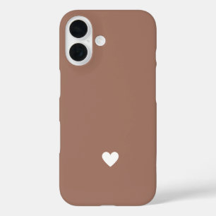 Coque Pour iPhone 16 Simple Heart Mocha Marron Amour Chic