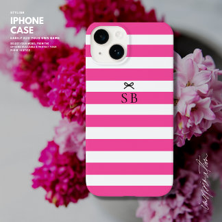Coque Case-Mate iPhone Simple minimaliste Hot Pink Strike Bow Initiale