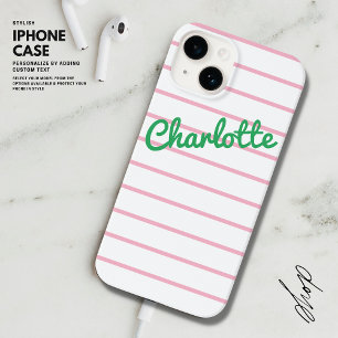 Coque Case-Mate iPhone Simple moderne Retro rose et vert Nom de la bande