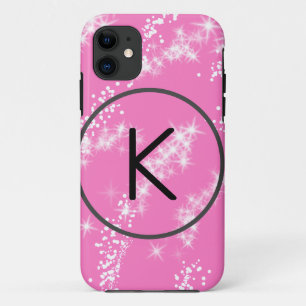 Case-Mate iPhone Case simple monogramme blanc minimaliste paillettes ros