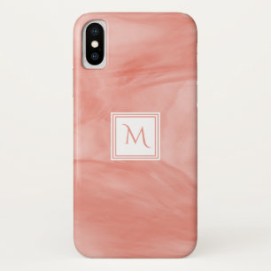 Coques Pour iPhone Simple Monogramme Marbre Subtil Rose Corail Modern