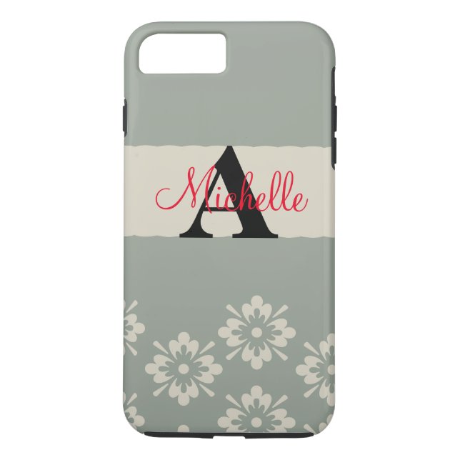 Coques Case-Mate iPhone Simple Monogramme Noir Gris Personnalisé (Dos)