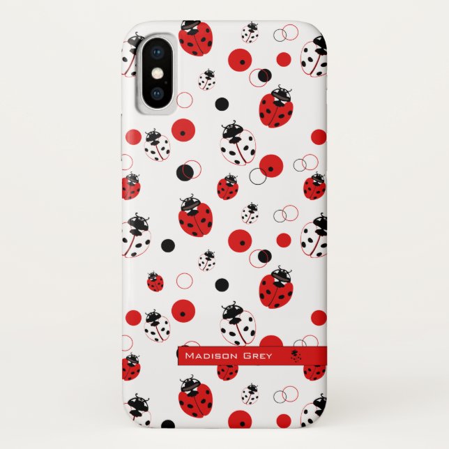 Coques Case-Mate iPhone Simple Motif Ladybug rouge, noir et blanc (Dos)