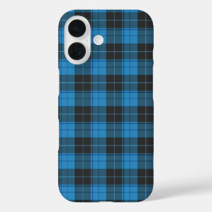 Coque Pour iPhone 16 Simple motif tartan en bleu foncé