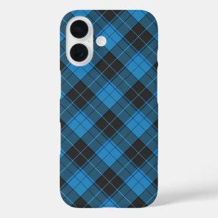 Coque Pour iPhone 16 Simple motif tartan en bleu foncé