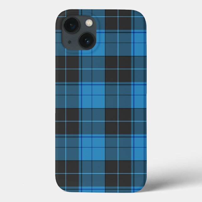 Coques Case-Mate iPhone Simple motif tartan en bleu foncé (Verso)