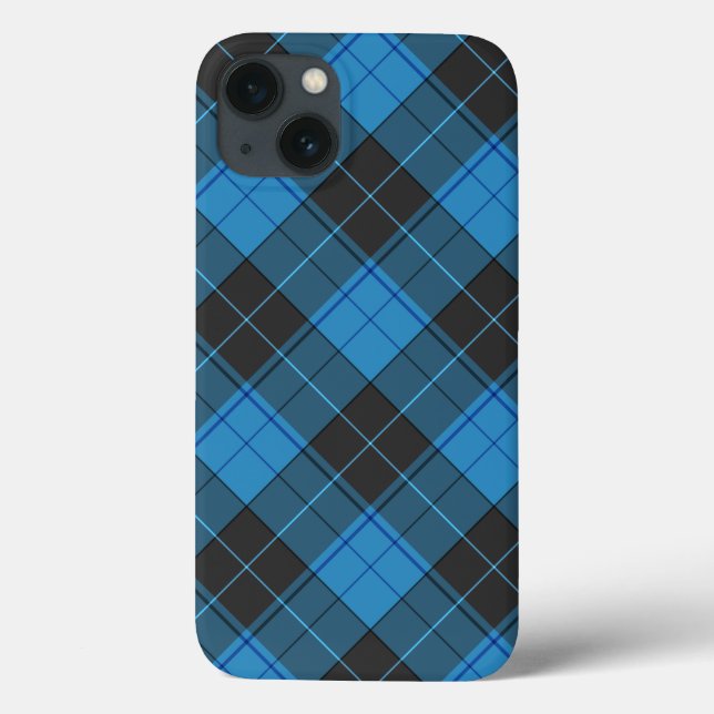 Coques Case-Mate iPhone Simple motif tartan en bleu foncé (Verso)