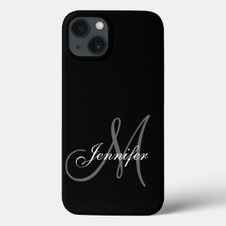 COQUE Case-Mate iPhone SIMPLE, NOIR, GRAY VOTRE MONOGRAMME VOTRE NOM