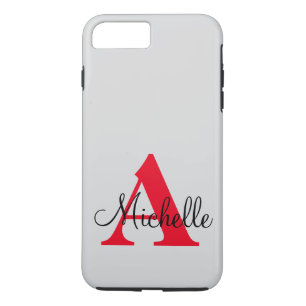 Coque Case-Mate Pour iPhone Simple Noir Gris Rouge Votre Monogramme Personnali