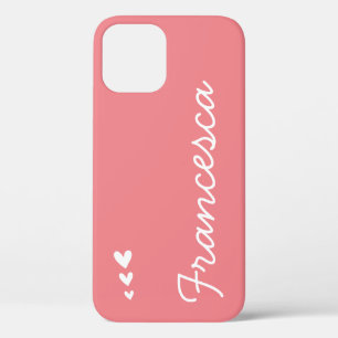 Case-Mate iPhone Case Simple Pastel Pink and White Hearts Nom personnali