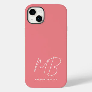 Coque Case-Mate iPhone Simple Pastel Rose Minimaliste Deux Monogrammes No