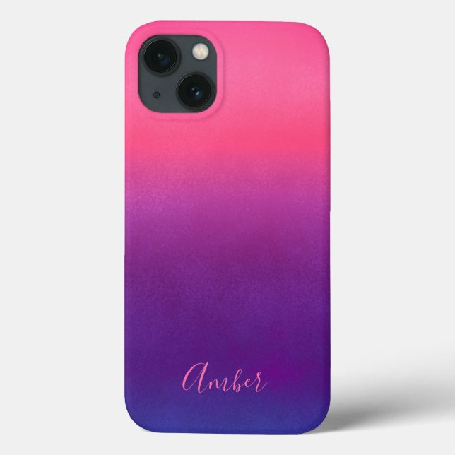Coques Case-Mate iPhone Simple personnalisé avec texture dégradé rose bleu (Verso)