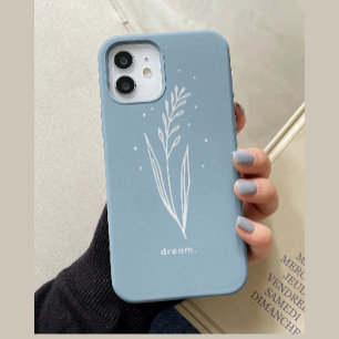 Coque Case-Mate iPhone Simple Personnalisé Floral Esthétique Bleu Blanc
