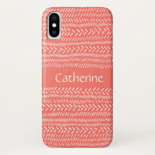 Case-Mate iPhone Case Simple rayures blanches rose Boho Ajouter un nom
