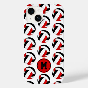 Coque Case-Mate iPhone simple rouge noir volleyballs motif monogrammé