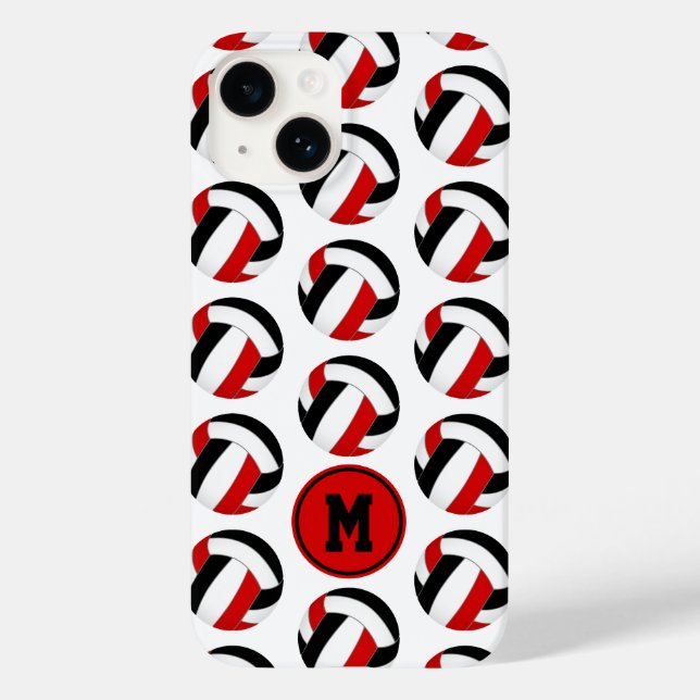 Coques Case-Mate iPhone simple rouge noir volleyballs motif monogrammé (Verso)