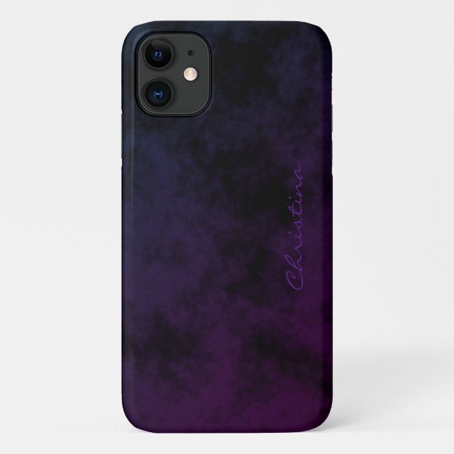 Coques Case-Mate iPhone Simple Signature Marbré Bleu Violet Ombré (Dos)
