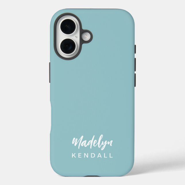 Coques Case-Mate iPhone Simple Stylish Modern Script Name Blue (Verso)