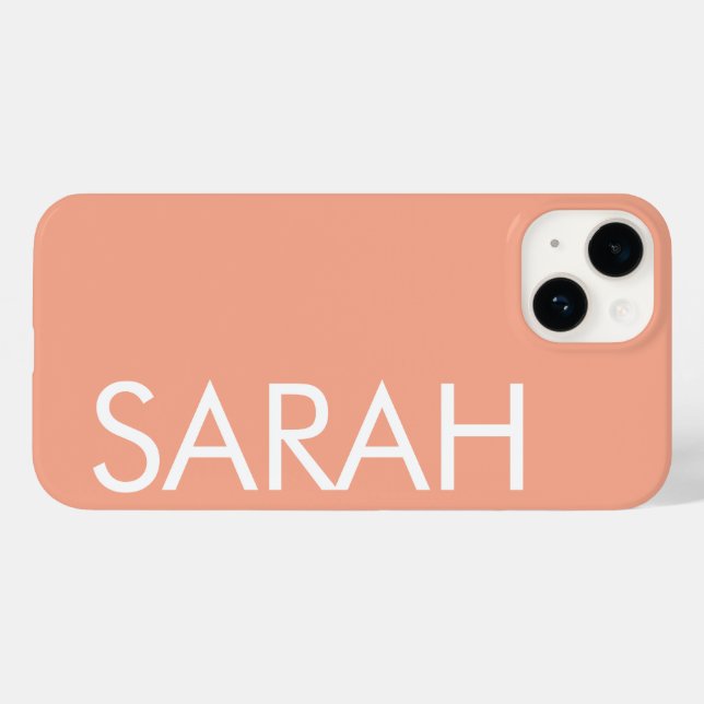 Coques Case-Mate iPhone Simple stylish Moderne Nom Customisé PEACH (Verso (horizontal))