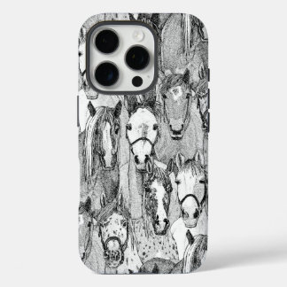 Coque iPhone 16 Pro simplement des chevaux noirs blancs